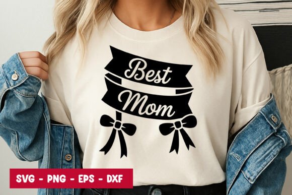 Best Mom Ribbon Typography SVG PNG