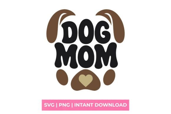Dog Mom Retro Groovy Paw SVG