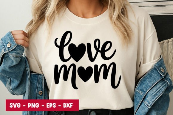 Love Mom Script Typography SVG PNG