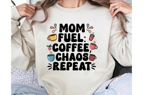 Mom Fuel Coffee Chaos Repeat SVG